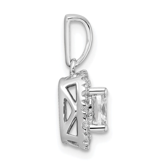 14k White Gold 1/4 carat Lab Grown Diamond VS/SI+ G+ April Birthstone White Sapphire Halo Pendant