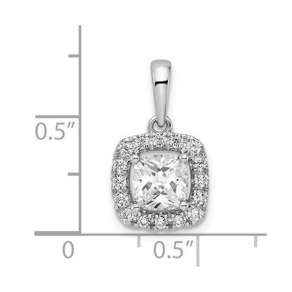 14k White Gold 1/4 carat Lab Grown Diamond VS/SI+ G+ April Birthstone White Sapphire Halo Pendant