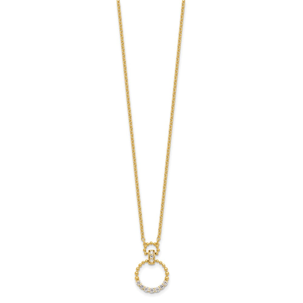 14k 1/4 carat Lab Grown Diamond VS/SI+ G+ Circle 18 inch Pendant Necklace