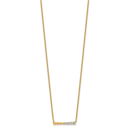 14k 1/4 carat Lab Grown Diamond VS/SI+ G+ Beaded Bar 18 inch Necklace