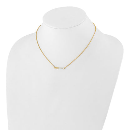 14k 1/4 carat Lab Grown Diamond VS/SI+ G+ Beaded Bar 18 inch Necklace