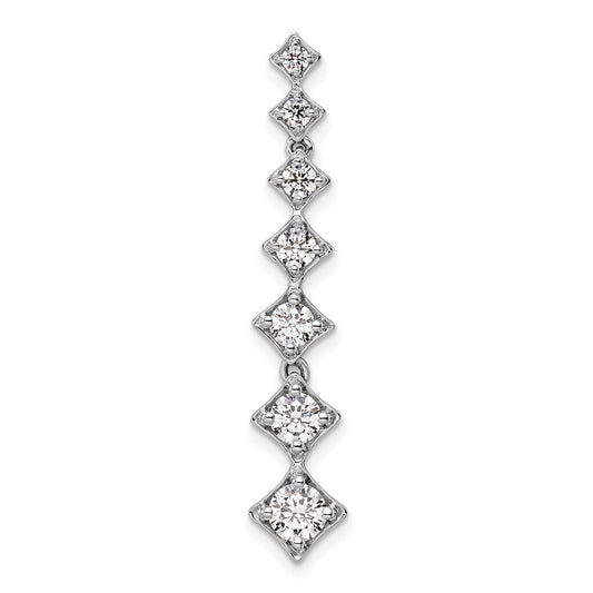 14k White Gold 1 carat Lab Grown Diamond VS/SI+ G+ Seven Stone Bar Chain Slide Pendant