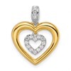 14k Two-tone 1/6 carat Lab Grown Diamond VS/SI+ G+ Complete Dangle Double Heart Pendant