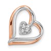 14k Two Tone Rose and White Gold 1/20 carat Lab Grown Diamond VS/SI+ G+ Double Framed Heart Chain Slide Pendant