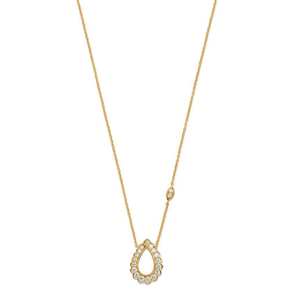 14k 3/4 carat Lab Grown Diamond VS/SI+ G+ Complete 18 inch Fashion Teardrop Necklace