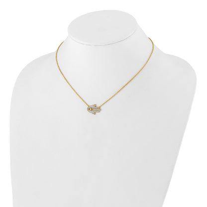 14k 1/4 carat Lab Grown Diamond VS/SI+ G+ Complete Hamsa 18 inch Necklace