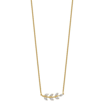 14k 3/8 carat Lab Grown Diamond VS/SI+ G+ Complete Branch with Leaves 18 inch Necklace