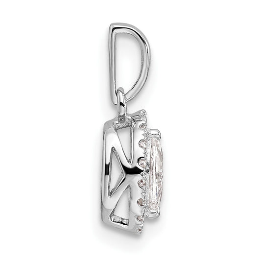 14k White Gold 1/10 carat Lab Grown Diamond VS/SI+ G+ and White Sapphire April Birthstone Pendant