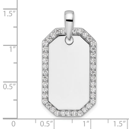 True Origin 14K White Gold Men's 1 carat Lab Grown Diamond VS+ F+ Complete Dog Tag Pendant