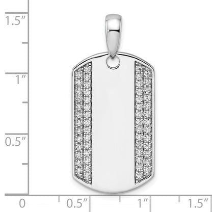 True Origin 14K White Gold Men's 3/4 carat Lab Grown Diamond VS+ F+ Complete Dog Tag Pendant