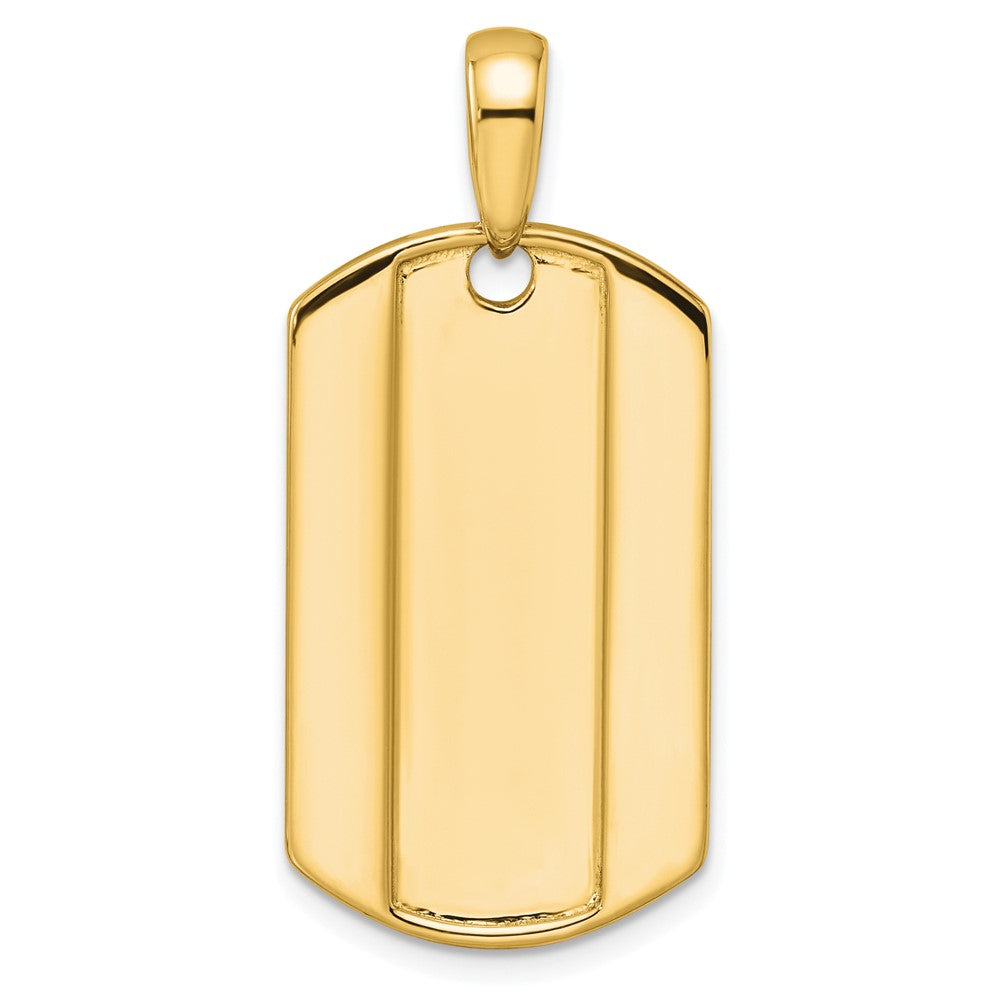 True Origin 14K Yellow Gold Men's 3/4 carat Lab Grown Diamond VS+ F+ Complete Dog Tag Pendant