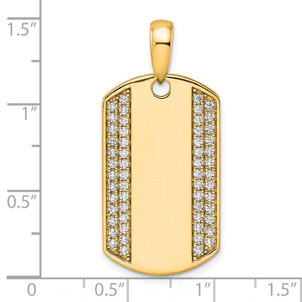 True Origin 14K Yellow Gold Men's 3/4 carat Lab Grown Diamond VS+ F+ Complete Dog Tag Pendant