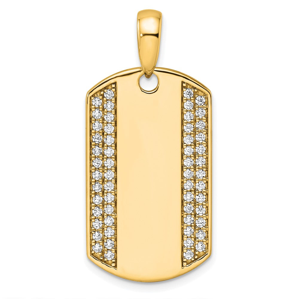 True Origin 14K Yellow Gold Men's 3/4 carat Lab Grown Diamond VS+ F+ Complete Dog Tag Pendant