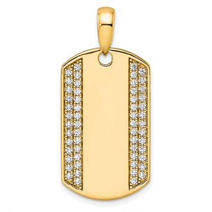 True Origin 14K Yellow Gold Men's 3/4 carat Lab Grown Diamond VS+ F+ Complete Dog Tag Pendant