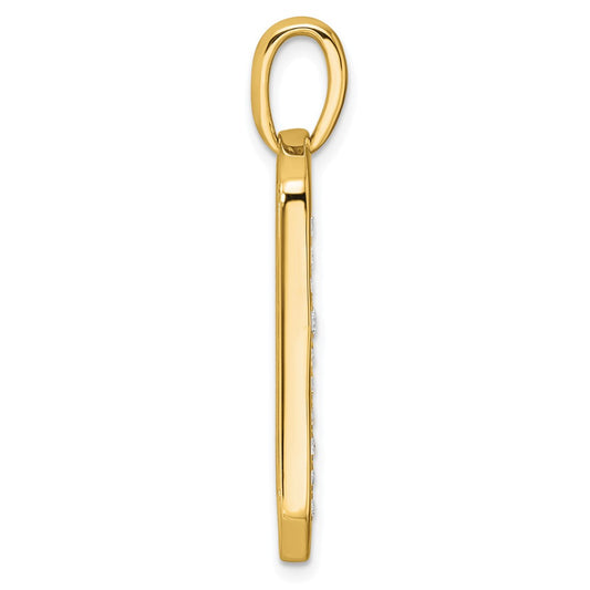 True Origin 14K Yellow Gold Men's 1/2 carat Lab Grown Diamond VS+ F+ Complete Cross Dog Tag Pendant