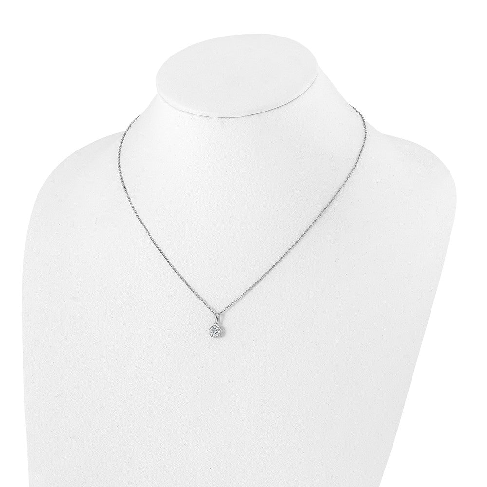 True Origin 14K White Gold 5/8 carat Lab Grown Diamond VS+ F+ Complete 18 in Round Solitaire Necklace