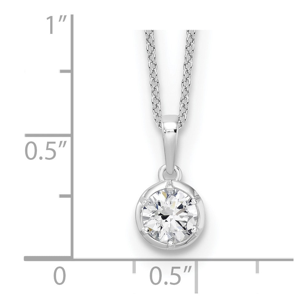 True Origin 14K White Gold 5/8 carat Lab Grown Diamond VS+ F+ Complete 18 in Round Solitaire Necklace