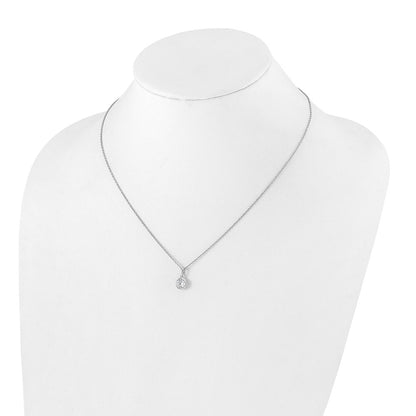 True Origin 14K White Gold 3/4 carat Lab Grown Diamond VS+ F+ Complete 18 in Round Solitaire Necklace