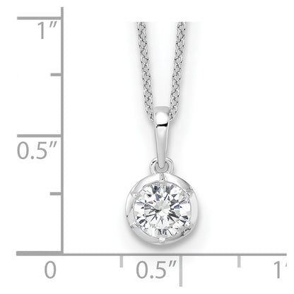 True Origin 14K White Gold 3/4 carat Lab Grown Diamond VS+ F+ Complete 18 in Round Solitaire Necklace