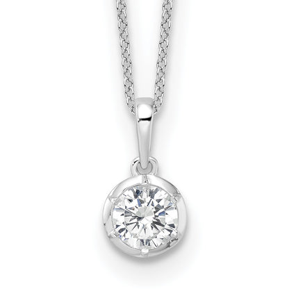 True Origin 14K White Gold 3/4 carat Lab Grown Diamond VS+ F+ Complete 18 in Round Solitaire Necklace