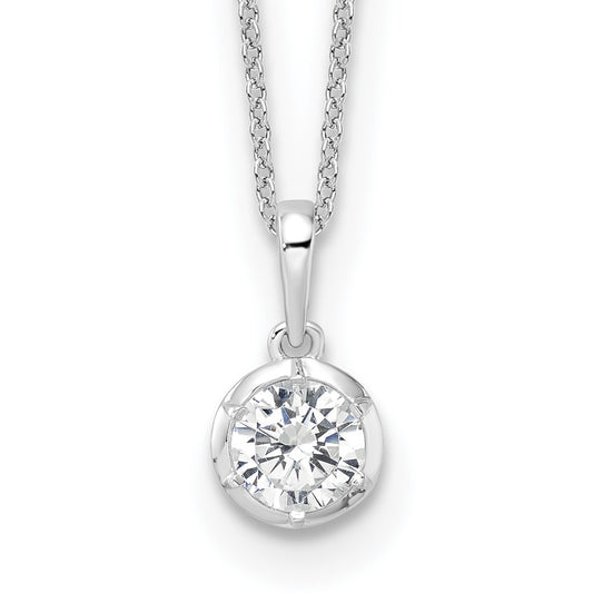 True Origin 14K White Gold 3/4 carat Lab Grown Diamond VS+ F+ Complete 18 in Round Solitaire Necklace