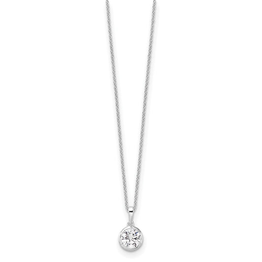 True Origin 14K White Gold 1 carat Lab Grown Diamond VS+ F+ Complete 18 in Round Solitaire Necklace