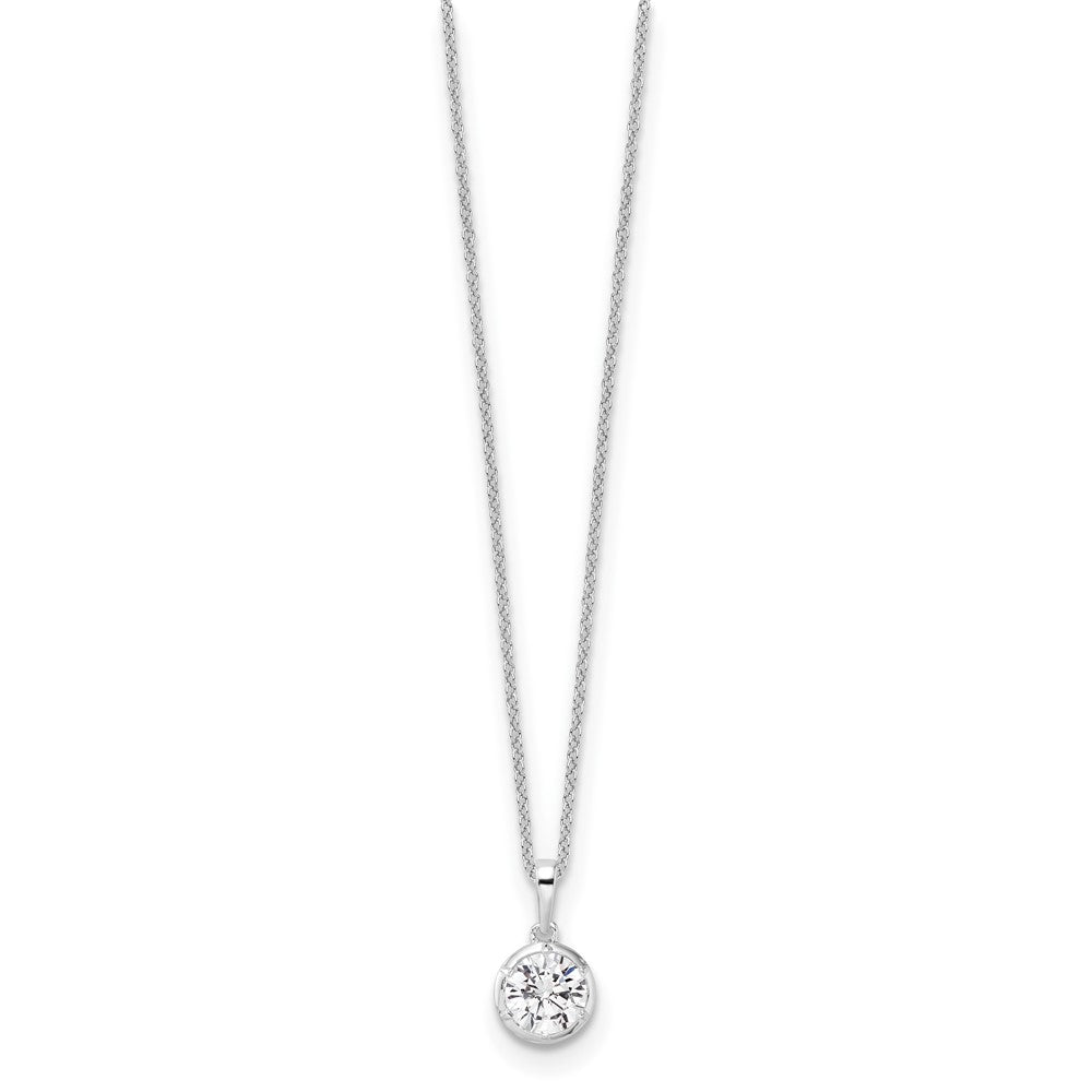 True Origin 14K White Gold 1 carat Lab Grown Diamond VS+ F+ Complete 18 in Round Solitaire Necklace