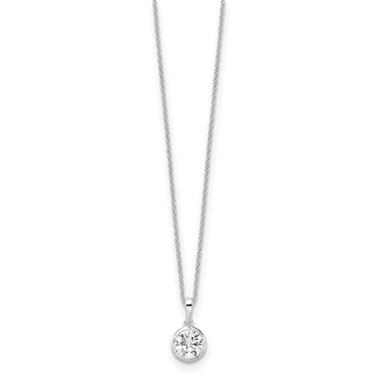 True Origin 14K White Gold 1 carat Lab Grown Diamond VS+ F+ Complete 18 in Round Solitaire Necklace