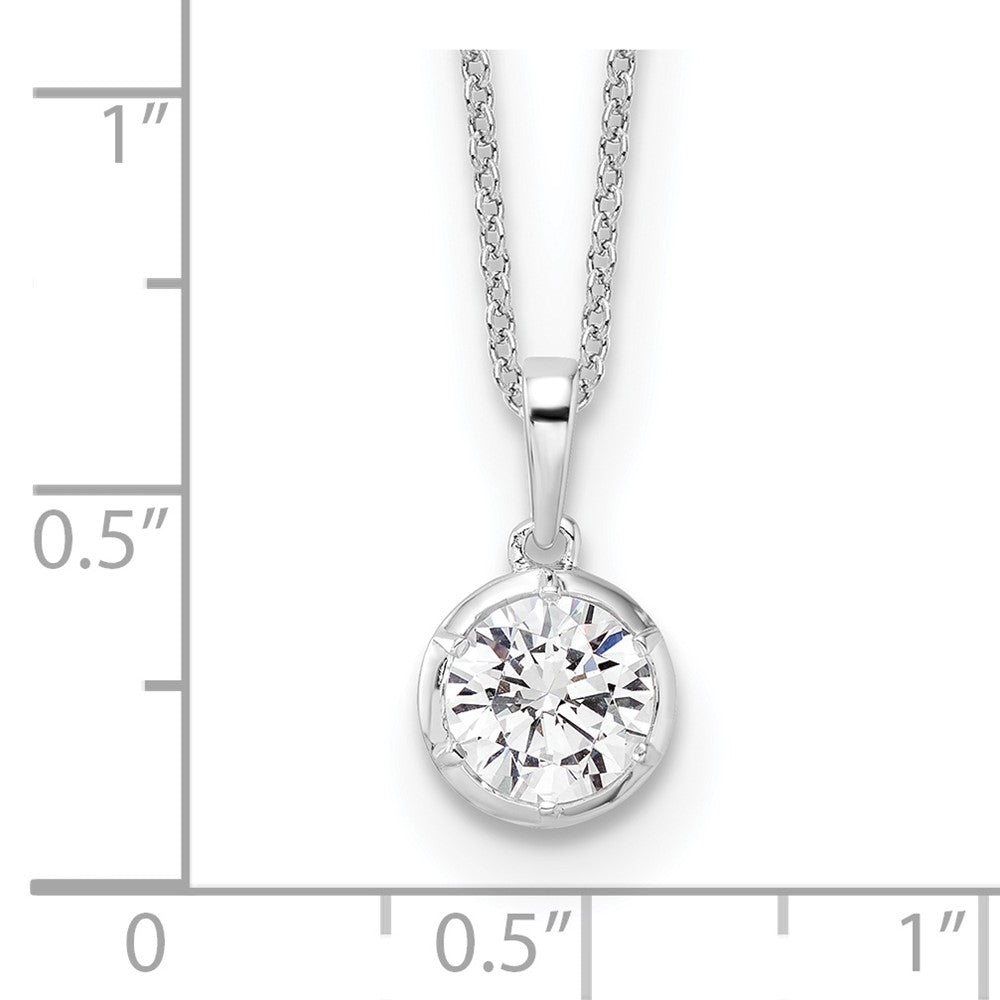 True Origin 14K White Gold 1 carat Lab Grown Diamond VS+ F+ Complete 18 in Round Solitaire Necklace