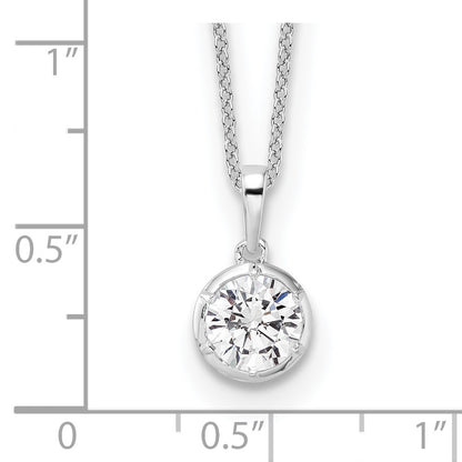 True Origin 14K White Gold 1 carat Lab Grown Diamond VS+ F+ Complete 18 in Round Solitaire Necklace