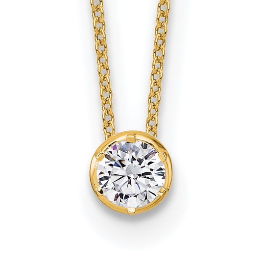 14k 1/2 carat Lab Grown Diamond VS/SI+ G+ Round Complete 18 inch Solitaire Slide Necklace