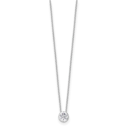 True Origin 14K White Gold 5/8 carat Lab Grown Diamond VS+ F+ Complete 18 in Round Solitaire Necklace