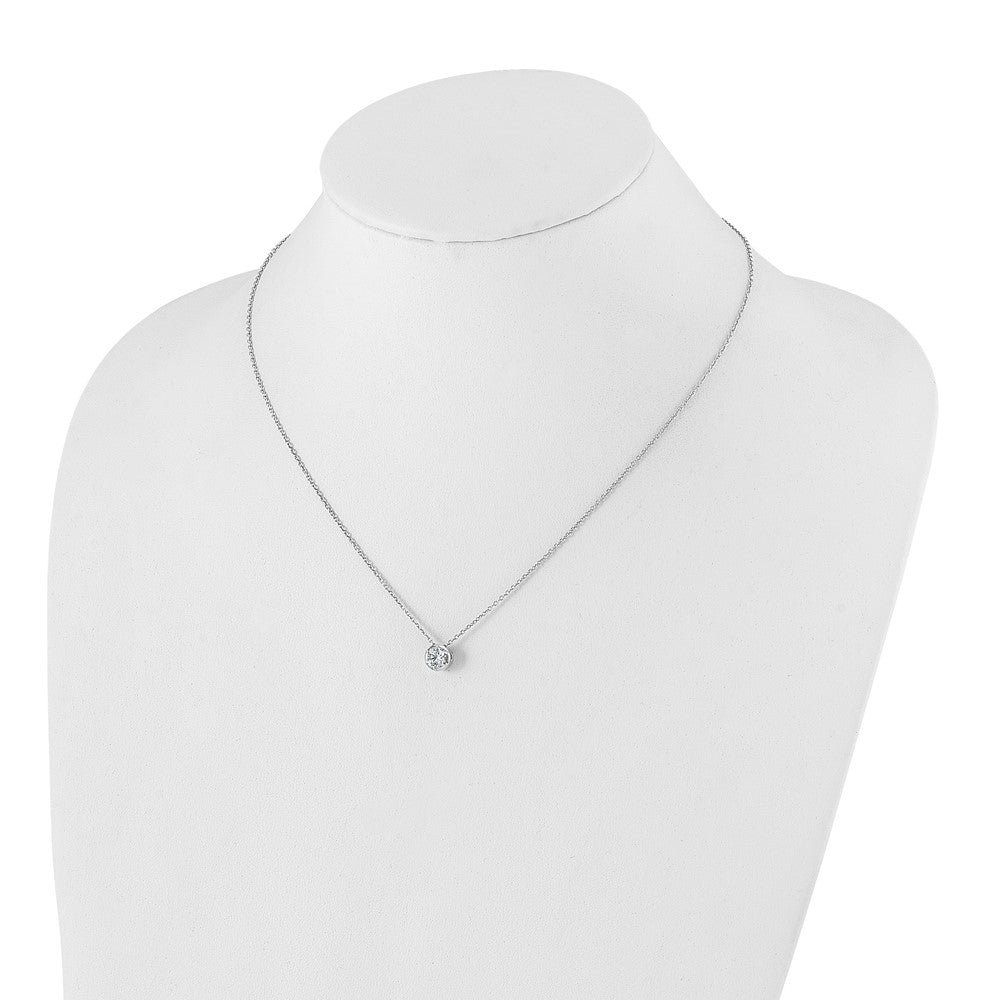 True Origin 14K White Gold 5/8 carat Lab Grown Diamond VS+ F+ Complete 18 in Round Solitaire Necklace