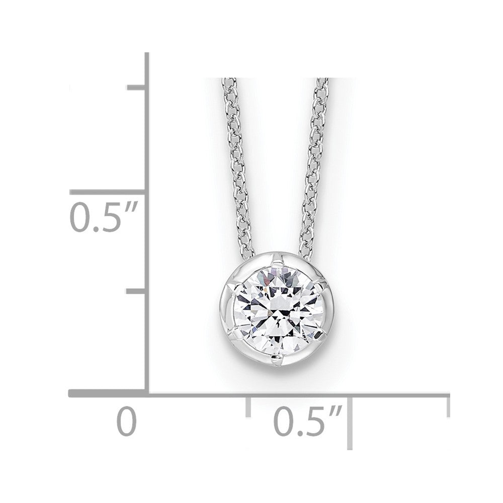 True Origin 14K White Gold 5/8 carat Lab Grown Diamond VS+ F+ Complete 18 in Round Solitaire Necklace