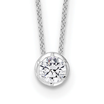 True Origin 14K White Gold 5/8 carat Lab Grown Diamond VS+ F+ Complete 18 in Round Solitaire Necklace