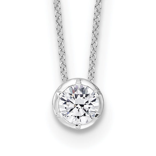True Origin 14K White Gold 5/8 carat Lab Grown Diamond VS+ F+ Complete 18 in Round Solitaire Necklace