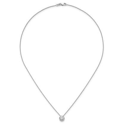 14k White Gold 1 carat Lab Grown Diamond VS/SI+ G+ Round Complete 18 inch Solitaire Slide Necklace