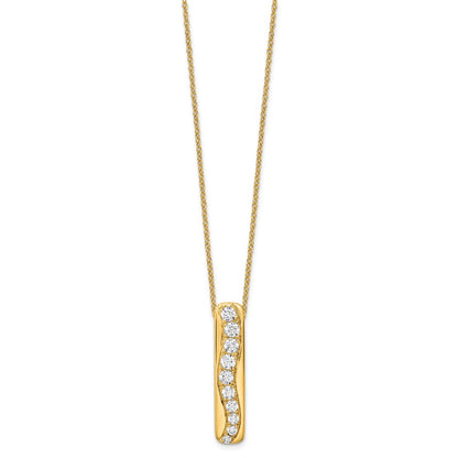 True Origin 14K Yellow Gold 3/4 carat Lab Grown Diamond VS+ F+ 18 in Complete Vertical Bar Slide Necklace