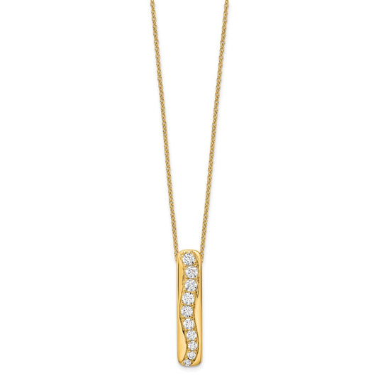 True Origin 14K Yellow Gold 3/4 carat Lab Grown Diamond VS+ F+ 18 in Complete Vertical Bar Slide Necklace
