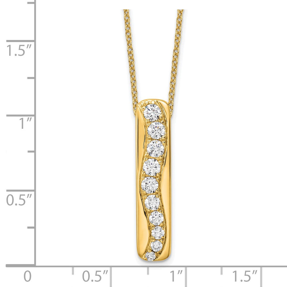 True Origin 14K Yellow Gold 3/4 carat Lab Grown Diamond VS+ F+ 18 in Complete Vertical Bar Slide Necklace