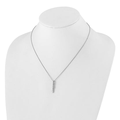True Origin 14K White Gold 3/8 carat Lab Grown Diamond VS+ F+ 18 in Complete Vertical Bar Slide Necklace