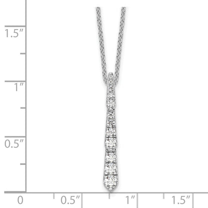 True Origin 14K White Gold 3/8 carat Lab Grown Diamond VS+ F+ 18 in Complete Vertical Bar Slide Necklace