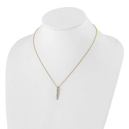 True Origin 14K White Gold 3/8 carat Lab Grown Diamond VS+ F+ 18 in Complete Vertical Bar Slide Necklace