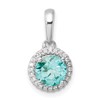 Pure Serenity 14k White Gold 1/10 carat Lab Grown Diamond VS/SI+ G+ and Lab Created Paraiba Halo Pendant