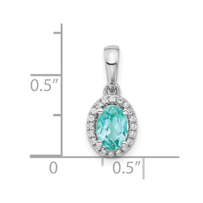 Pure Serenity 14k White Gold 1/10 carat Lab Grown Diamond VS/SI+ G+ and Lab Created Paraiba Teardrop Pendant