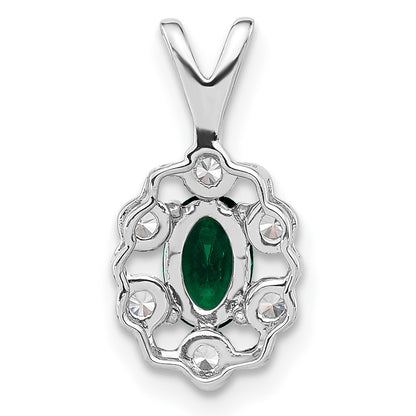 14k White Gold 1/10 carat Lab Grown Diamond VS/SI+ G+ and Lab Created Emerald Pendant