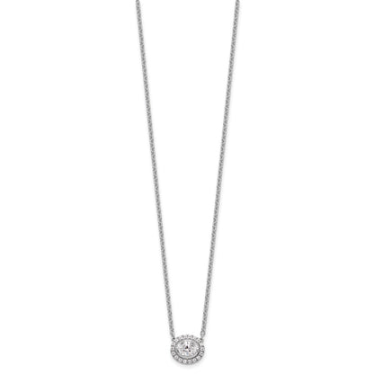 14k White Gold 5/8 carat Lab Grown Diamond VS/SI+ G+ Oval 18 inch Necklace