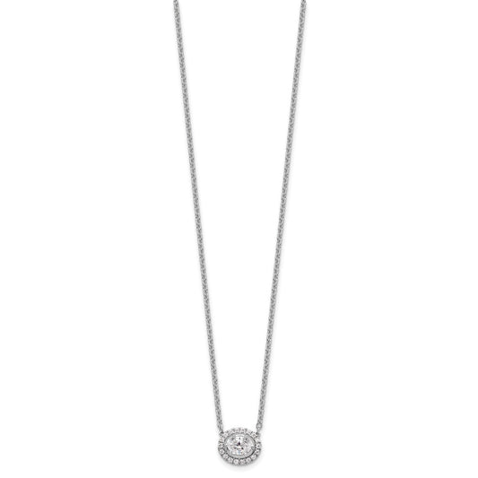 14k White Gold 5/8 carat Lab Grown Diamond VS/SI+ G+ Oval 18 inch Necklace