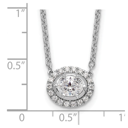 14k White Gold 5/8 carat Lab Grown Diamond VS/SI+ G+ Oval 18 inch Necklace