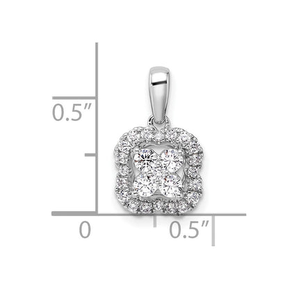 14k White Gold 3/8 carat Lab Grown Diamond VS/SI+ G+ Square Halo Pendant